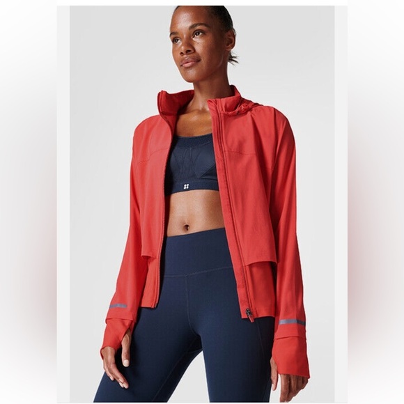 Sweaty Betty Fast Track Full Zip Through  Pentas Red Hoodie Running Jacket NWOT - Picture 1 of 12